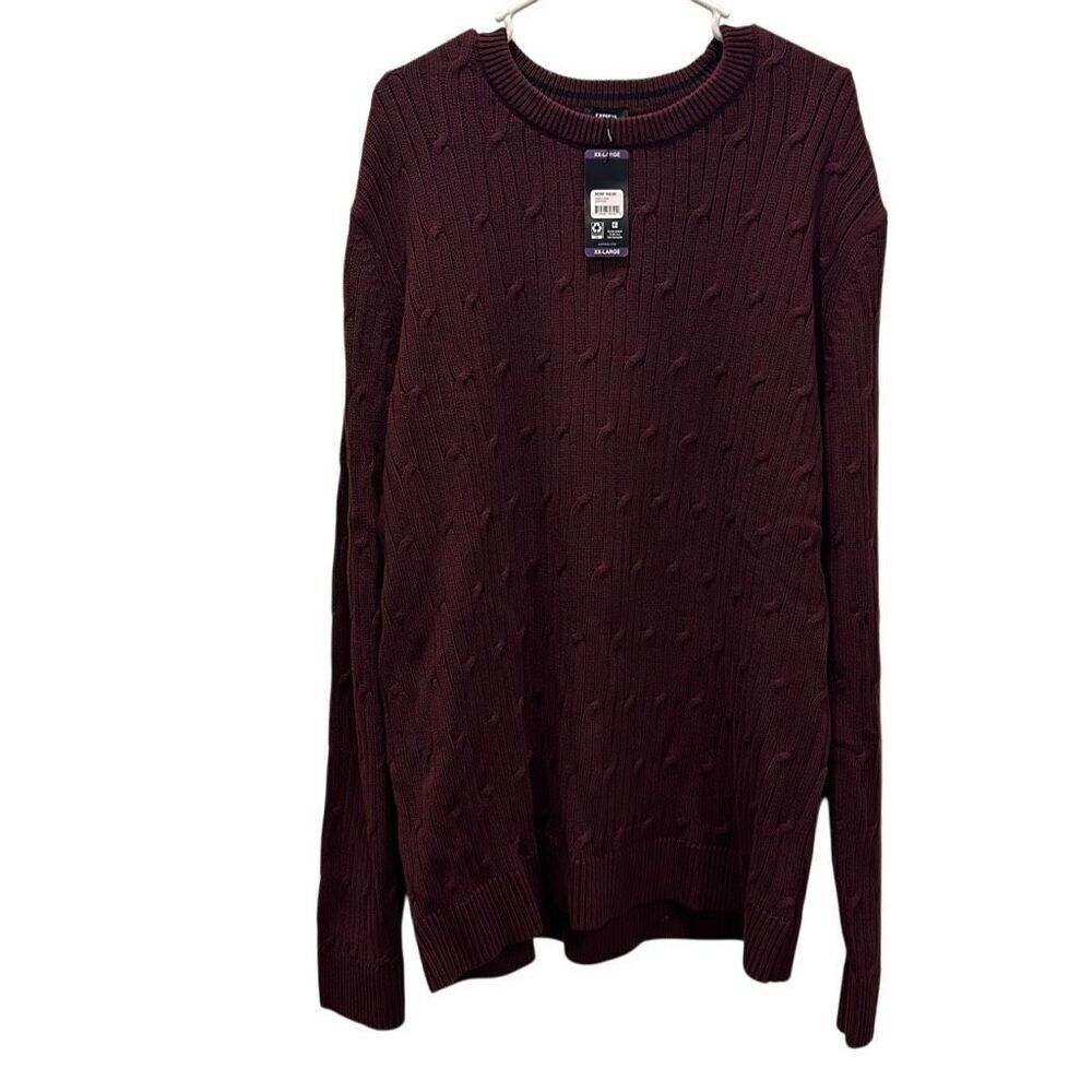 Express Cable Knit Sweater NEW XXL - burgundy cotton